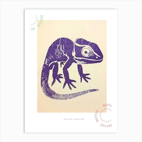 Block Print Chameleon 3 Poster Art Print