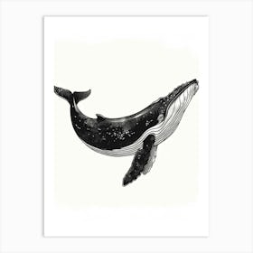 B&W Blue Whale Art Print