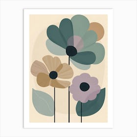 Flowers On A Beige Background 8 Art Print