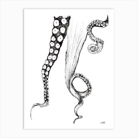 Black and White Octopus Tentacles Art Print