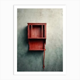 Red Shelf On A Wall Art Print