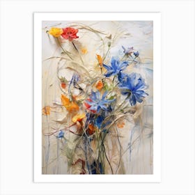Abstract Flower Painting Cornflower Art Print