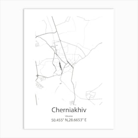 Cherniakhiv,Ukraine Minimalist Map Art Print