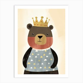 Little Black Bear 1 Wearing A Crown Art Print