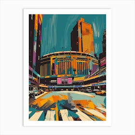 Madison Square Garden New York Colourful Silkscreen Illustration 3 Art Print