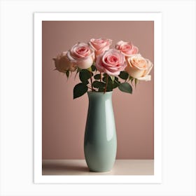 A Vase Of Pink Roses 61 Art Print