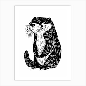 B&W Otter 2 Art Print