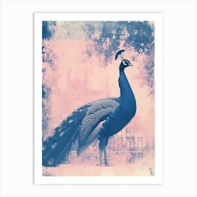 Peacock In A Palace Cyanotype Inspired 2 Art Print