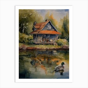 House By The Lake Wall Art Above Tv Art Print