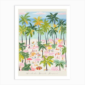 Poster Of Waikiki Beach, Honolulu, Hawaii, Matisse And Rousseau Style 4 Art Print