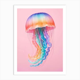 Jellyfish On Pink Background Art Print