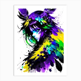 Girl With Feathers Art Print