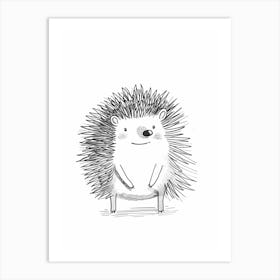 B&W Hedgehog 1 Art Print