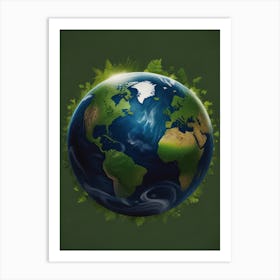 Earth Globe Art Print