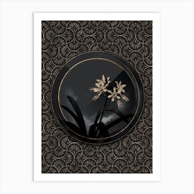 Shadowy Vintage Pancratium Illyricum Botanical in Black and Gold n.0157 Art Print