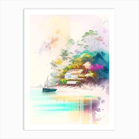 Tioman Island Malaysia Watercolour Pastel Tropical Destination Art Print