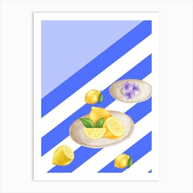 Lemons And Flowers Art Print