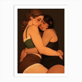 Two Women Hugging 1 Art Print