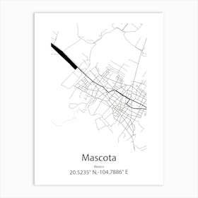 Mascota,Mexico Minimalist Map Art Print