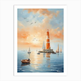 Lighthouse At Sunset Art Print