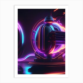 Electromagnetism Neon Nights Space Art Print