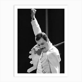 Freddie Mercury performing. Rock band Queen in concert at St James Park in Newcastle Art Print