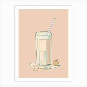 Almond Milkshake Dairy Food Minimal Line Drawing 2 Art Print