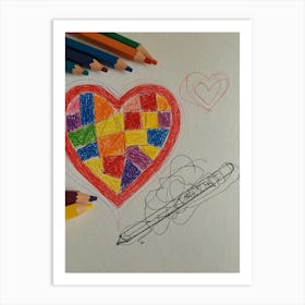 Heart With Colored Pencils 12 Art Print