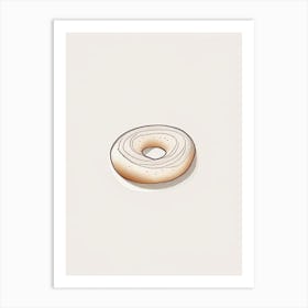 Bagel Bakery Product Minimalist Line Drawing 1 Art Print