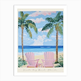 Poster Of Siesta Key Beach, Florida, Matisse And Rousseau Style 3 Art Print