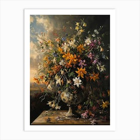 Baroque Floral Still Life Columbine 3 Art Print