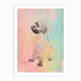 Pastel Tibetan Terrier Dog Pastel Line Illustration  2 Art Print