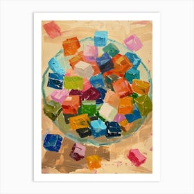 Rainbow Jelly Cubes Beige Painting 1 Art Print