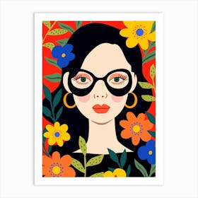 Girl With Flowers Art Print