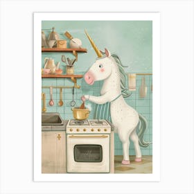 Pastel Unicorn Cooking In The Kitchen 2 Art Print