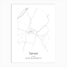 Sarvar,Hungary Minimalist Map Art Print