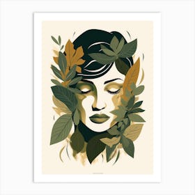 Woman With Leaves On Her Face 2 Art Print