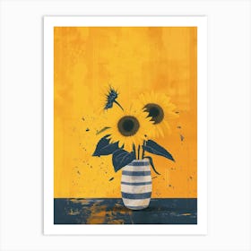 Sunflowers Flowers On A Table   Contemporary Illustration 2 Art Print