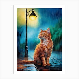 Cat In The Rain 1 Art Print