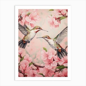 Vintage Japanese Inspired Bird Print Hummingbird 5 Art Print