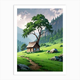 Small House In The Mountains Art Print