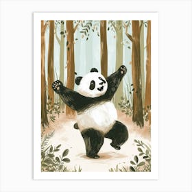 Giant Panda Dancing In The Woods Storybook Illustration 1 Art Print