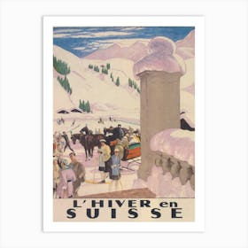 L'Hiver En Suisse Switzerland Vintage Ski Poster 1 Art Print