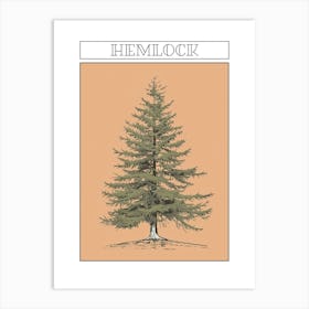 Hemlock Tree Minimalistic Drawing 2 Poster Art Print