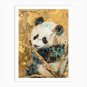 Panda Cub Gold Effect Collage 2 Art Print