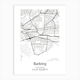 Barking,United Kingdom Minimalist Map Poster