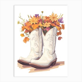 Cowboy Boots With Flowers Art Print