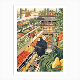 Grocery Shopping Gorilla Art 3 Art Print
