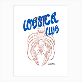 Lobster Club Poster, Maine Lobster Wall Art, Blue Lobster Printable, Gift for Him, House Kitchen Decoration Art Print