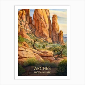 Arches National Park Watercolour Vintage Travel Poster 3 Art Print